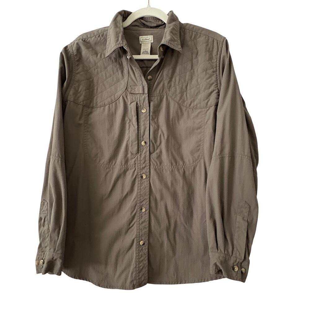 L.L. Bean Quilted Nylon Utility Shirt  Women's Jacket Brown Snap L GORPCORE